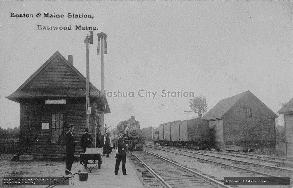 Postcard: Boston and Maine Railroad Station, Eastwood, Maine.